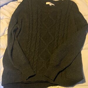 LOFT Women's Dark Gray Cable Knit Sweater